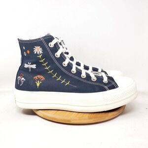 Floral Embroidered High-Top Sneakers